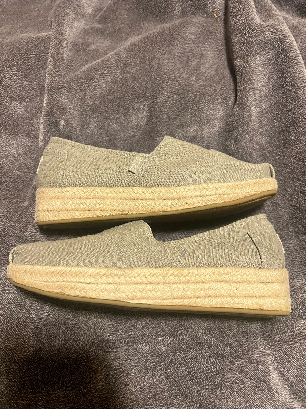 Skechers BOBS Light Beige Canvas Slip-On Flats - Picture 3 of 4